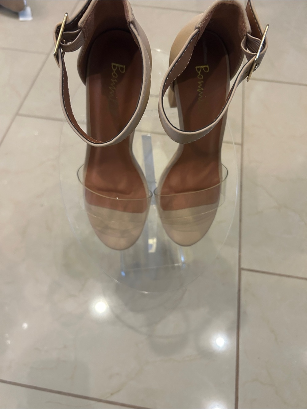 NWOT Bonnibel Beige Ankle-Strap Block Heel Sandals